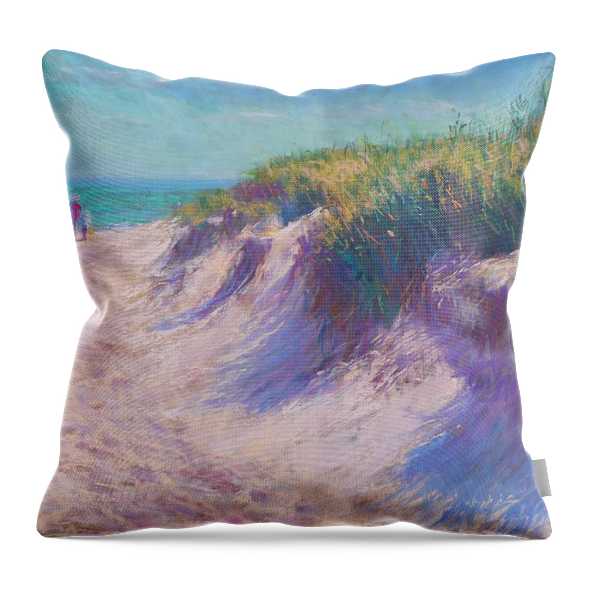Pastel Throw Pillow featuring the pastel Past the Dunes by Michael Camp