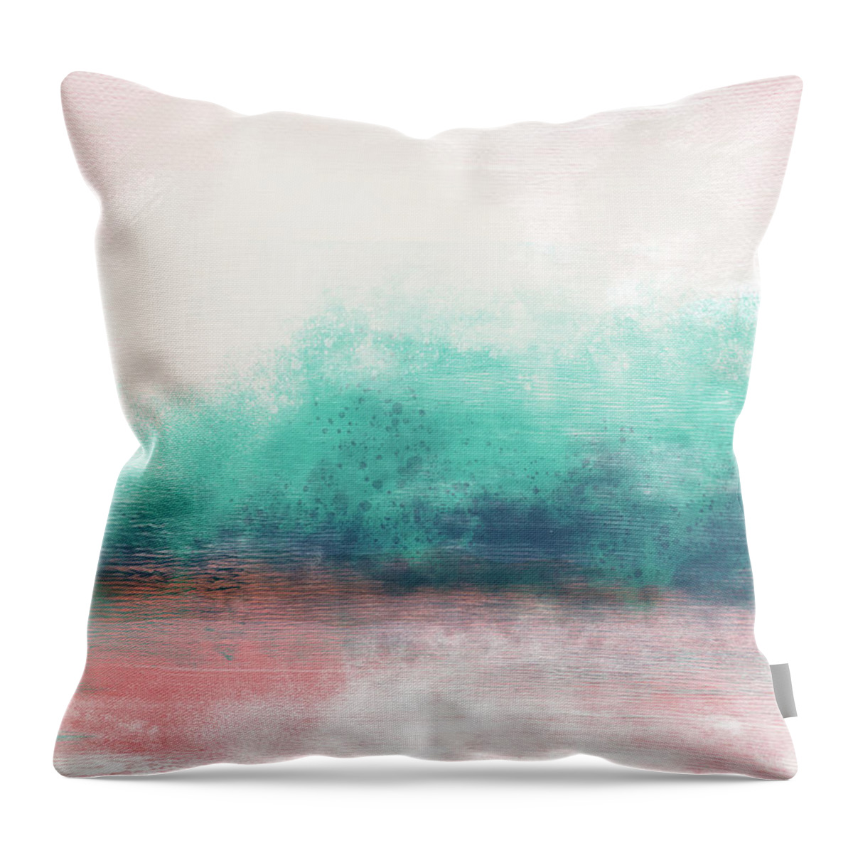 Abstract Throw Pillow featuring the painting Pastel Coastal Escape- Art by Linda Woods by Linda Woods