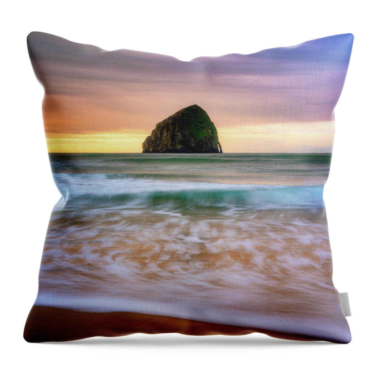 Sunrise Throw Pillow featuring the photograph Pastel Morning at Kiwanda by Darren White