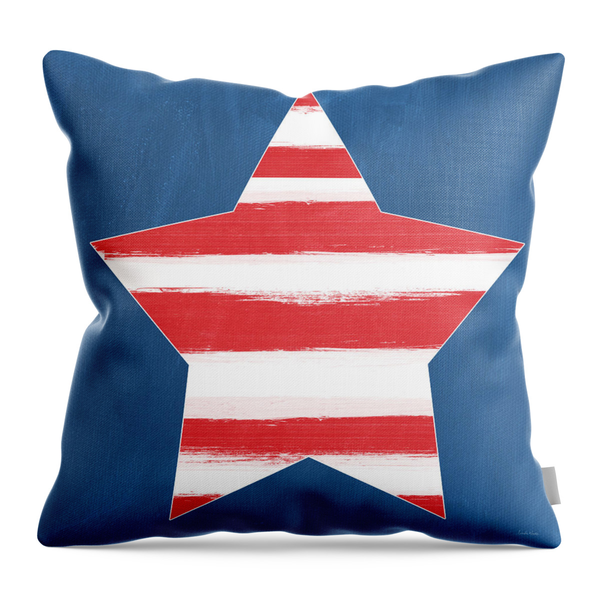 July 4th Throw Pillow featuring the painting Patriotic Star by Linda Woods