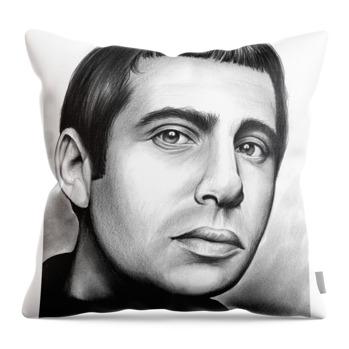 Paul Simon Throw Pillow featuring the drawing Paul Simon by Greg Joens