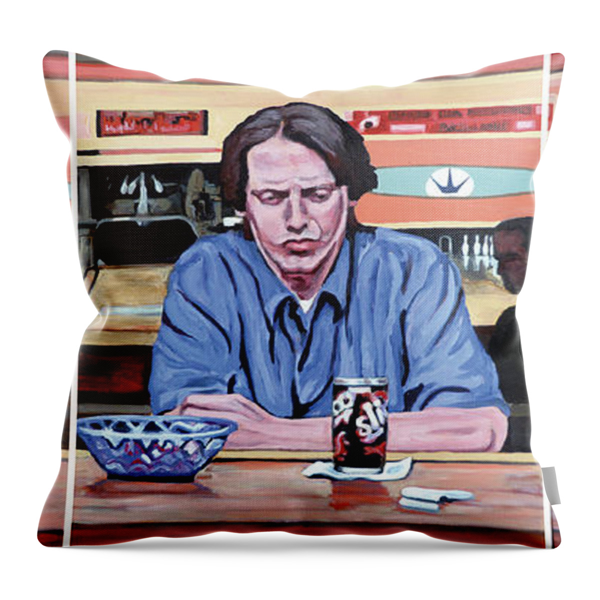 The Big Lebowski Throw Pillow featuring the painting Pause for Reflection by Tom Roderick