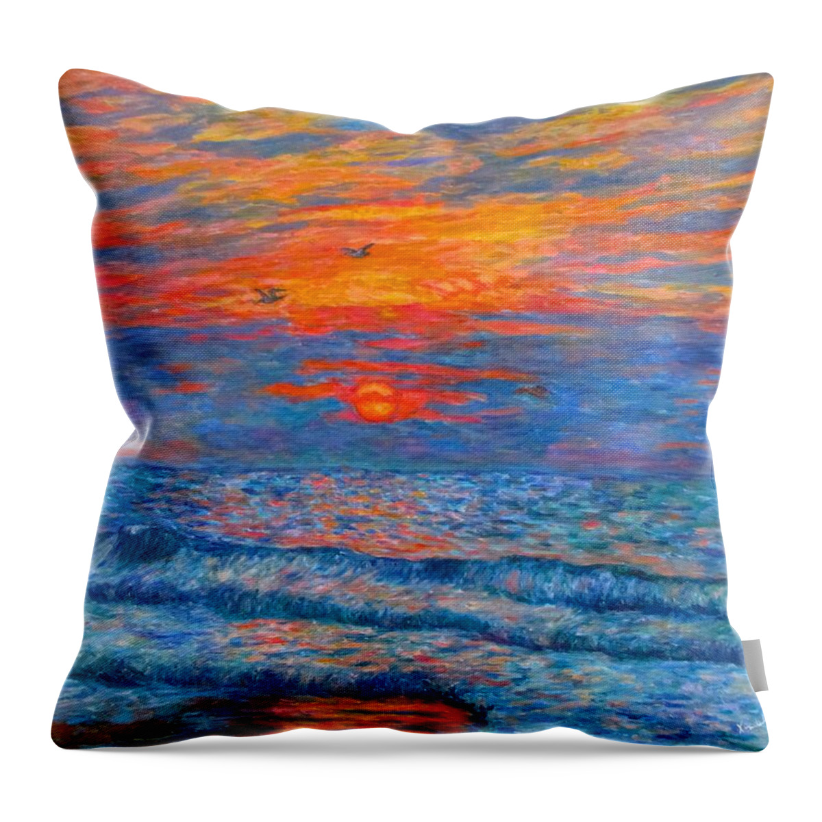 Pawleys Island Throw Pillow featuring the painting Pawleys Island Sunrise in the Sand by Kendall Kessler