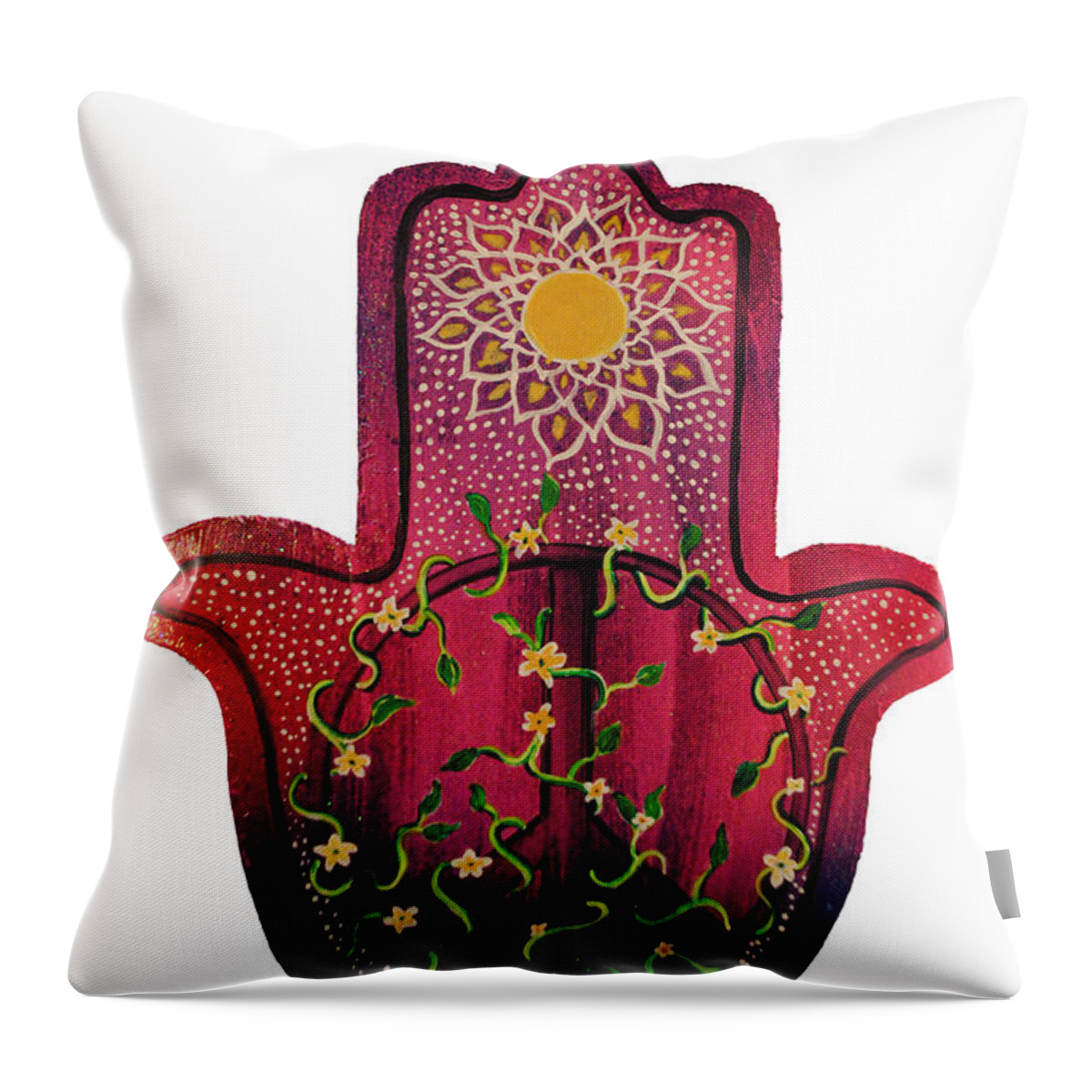 Hamsa Throw Pillow featuring the painting Peace Hamsa by Patricia Arroyo