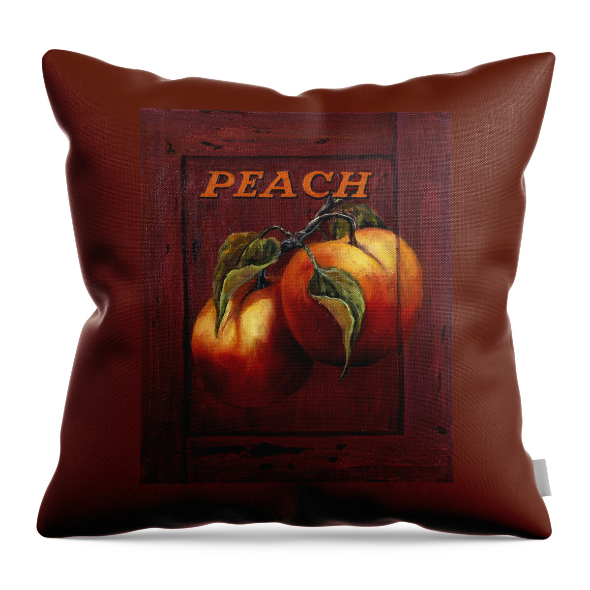 Peaches Throw Pillow featuring the painting Juicy Peaches by Lynne Pittard