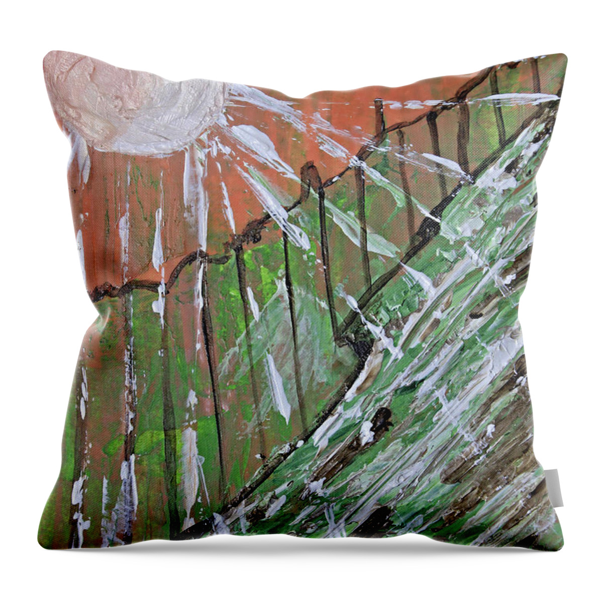 Peach Throw Pillow featuring the painting Peachy Day by April Burton