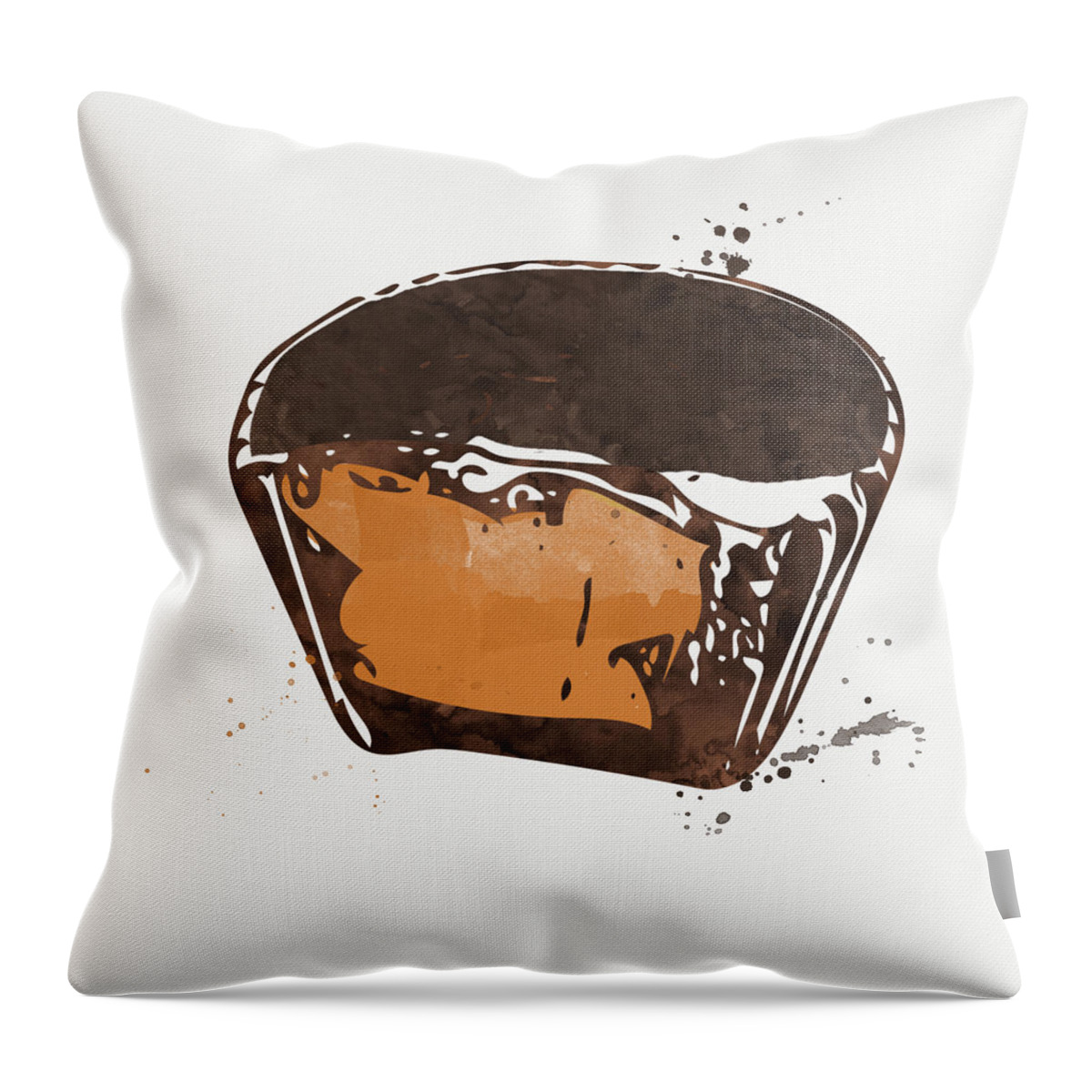 Chocolate Throw Pillow featuring the painting Peanut Butter Cup by Linda Woods