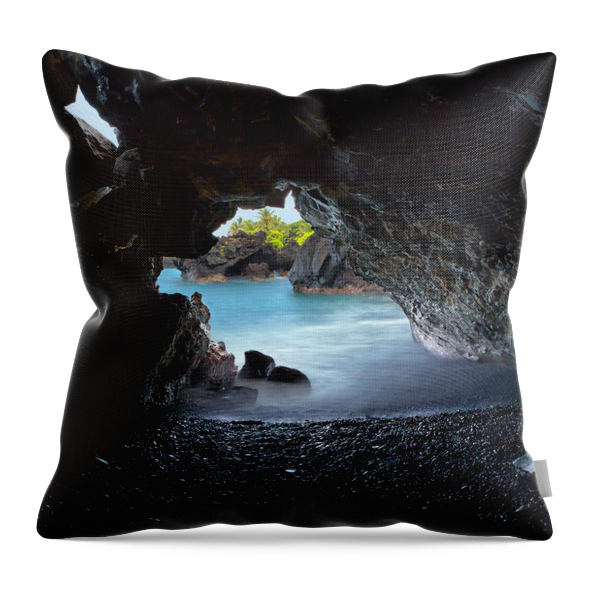 Hana Throw Pillow featuring the photograph Peeking Through the Lava Tube by Susan Rissi Tregoning