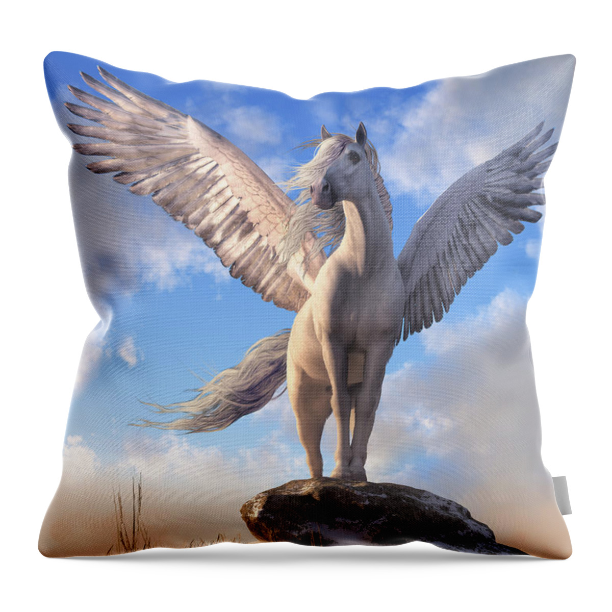 Pegasus Throw Pillow featuring the digital art Pegasus The Winged Horse by Daniel Eskridge