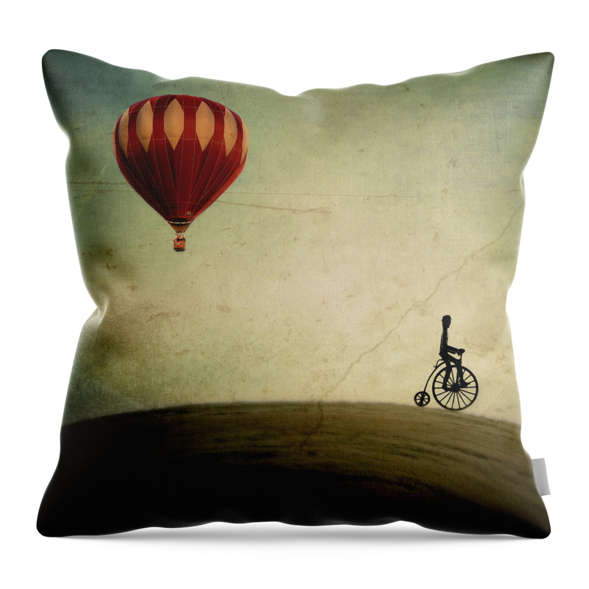 Hot Air Balloon Throw Pillow featuring the photograph Penny Farthing for Your Thoughts by Irene Suchocki