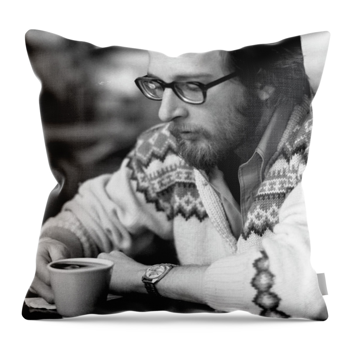 Providence Throw Pillow featuring the photograph Pensive Brown Student, Louis Restaurant, 1976 by Jeremy Butler