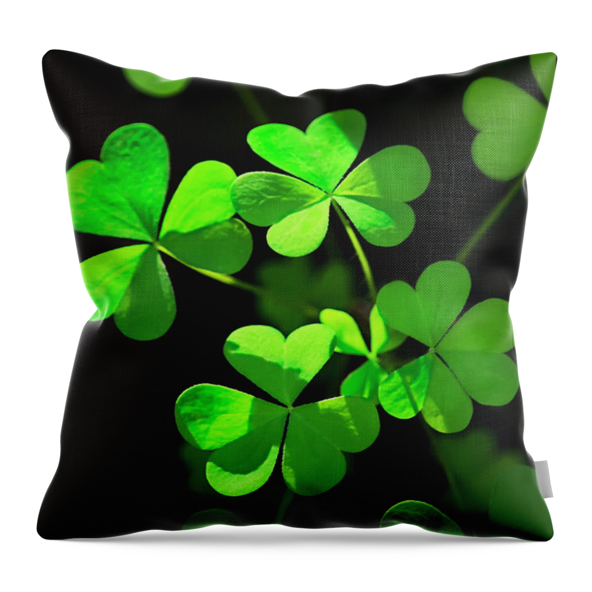 Clover Throw Pillow featuring the photograph Perfect Green Shamrock Clovers by Christina Rollo