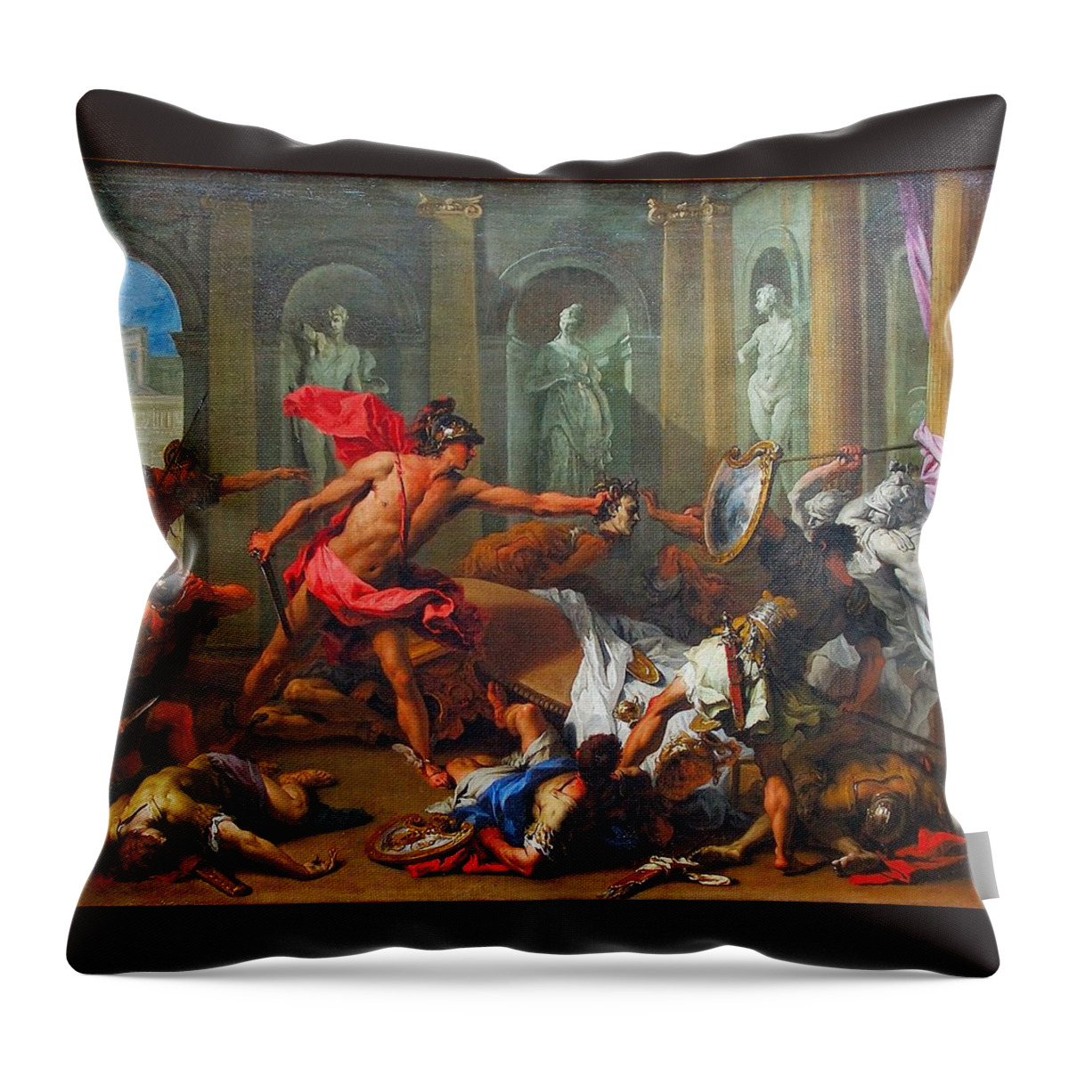 Sebastiano Ricci - Perseus With The Head Of Medusa C. 1705-10 Throw Pillow featuring the painting Perseus with the Head of Medusa by MotionAge Designs