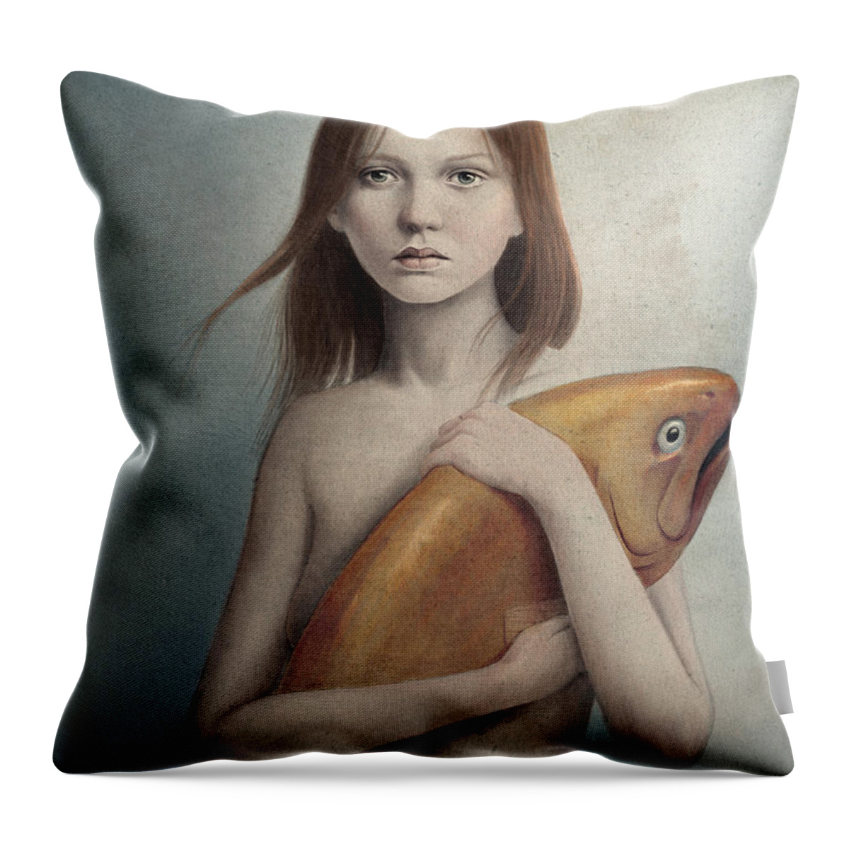 Woman Throw Pillow featuring the digital art Pet by Diego Fernandez
