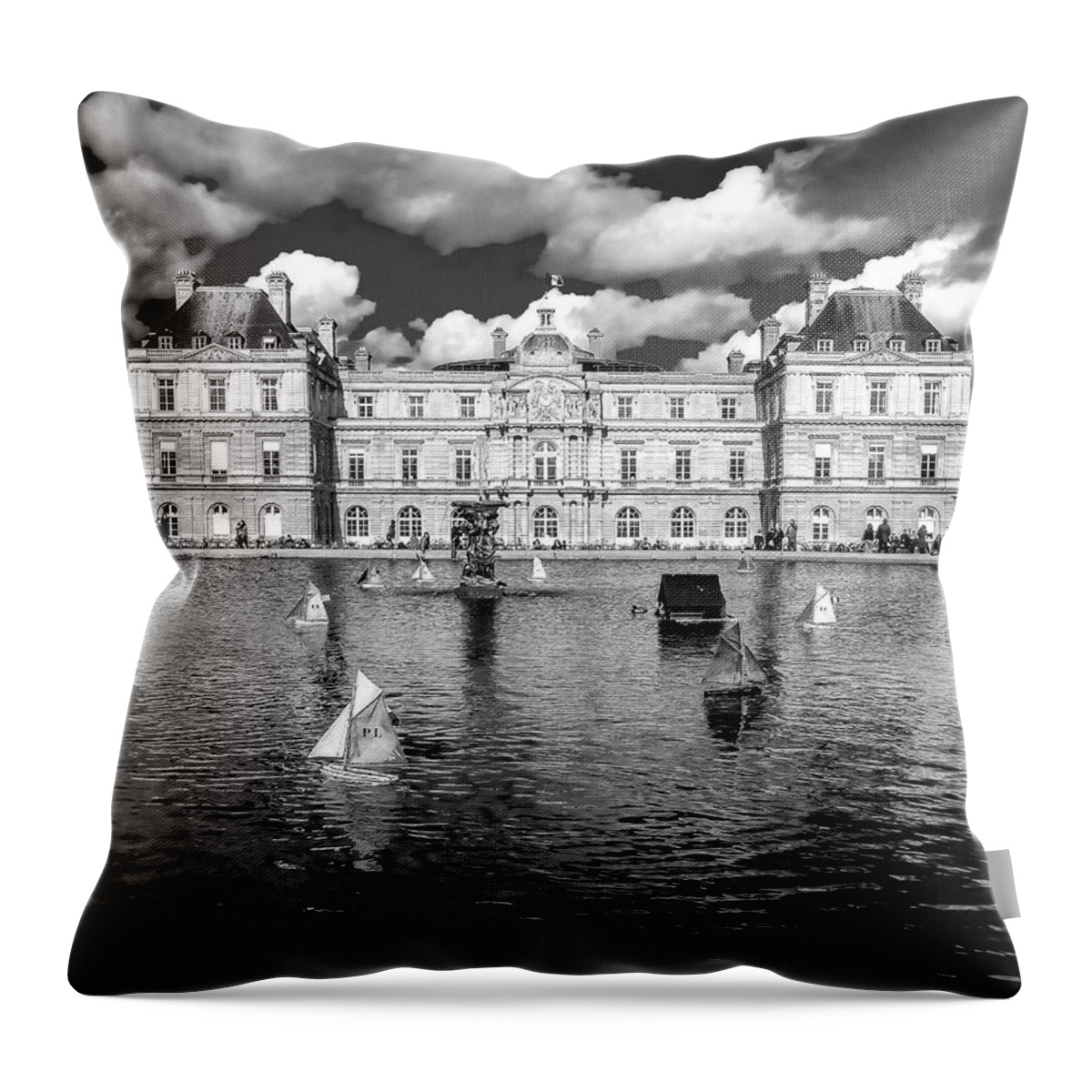 Paris Throw Pillow featuring the photograph Petits Bateaux B W by Pamela Newcomb