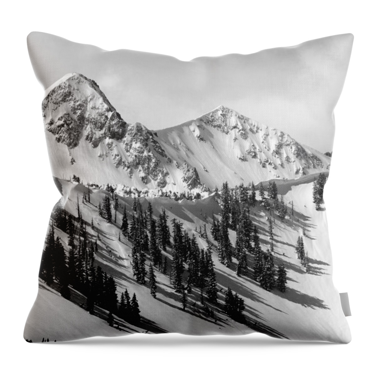 Black And White Throw Pillow featuring the photograph Pfeifferhorn - Little Cottonwood Canyon by Brett Pelletier