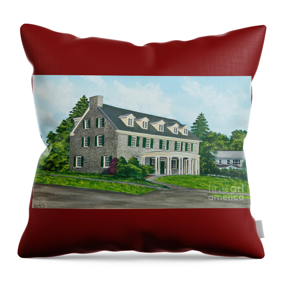 Colgate University Throw Pillow featuring the painting Phi Gamma Delta by Charlotte Blanchard