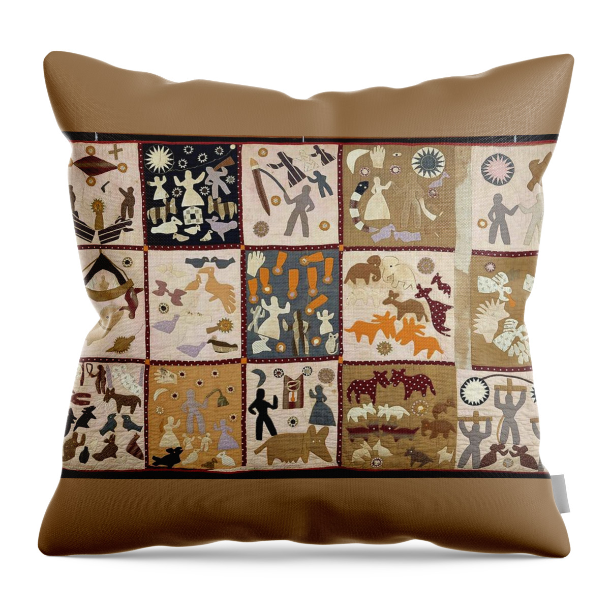 Pictorial Quilt American (athens Throw Pillow featuring the painting Pictorial quilt American by Harriet Powers