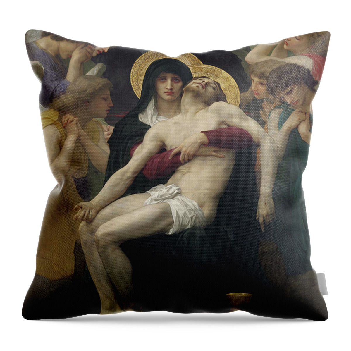 Pieta Throw Pillow featuring the painting Pieta by William Adolphe Bouguereau