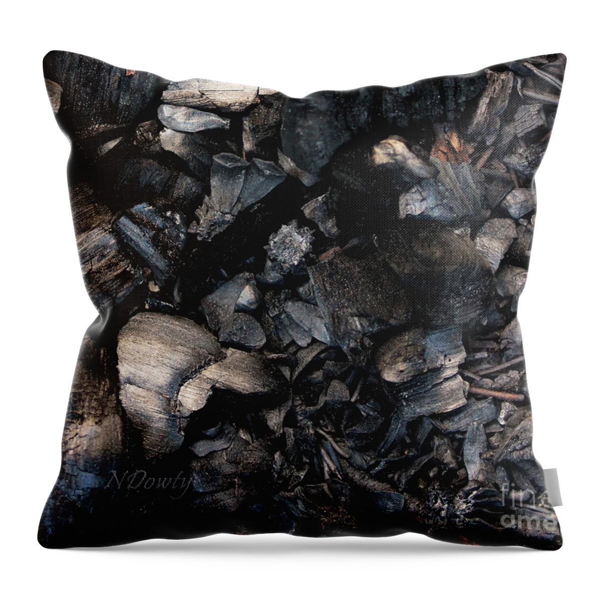 Fire On The Mountain - Pine Cone Cinders Throw Pillow featuring the photograph Pine Cone Cinders by Natalie Dowty