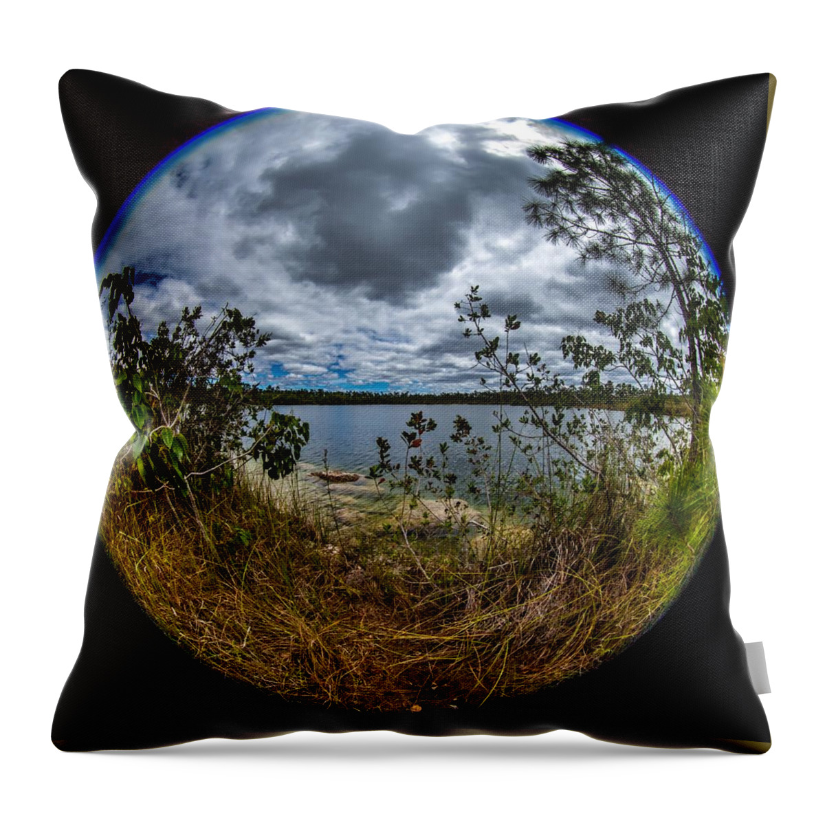 Fisheye Throw Pillow featuring the photograph Pine Glades Lake 18 by Michael Fryd