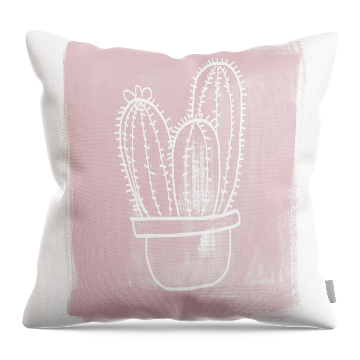Cactus Throw Pillow featuring the painting Pink and White Cactus- Art by Linda Woods by Linda Woods
