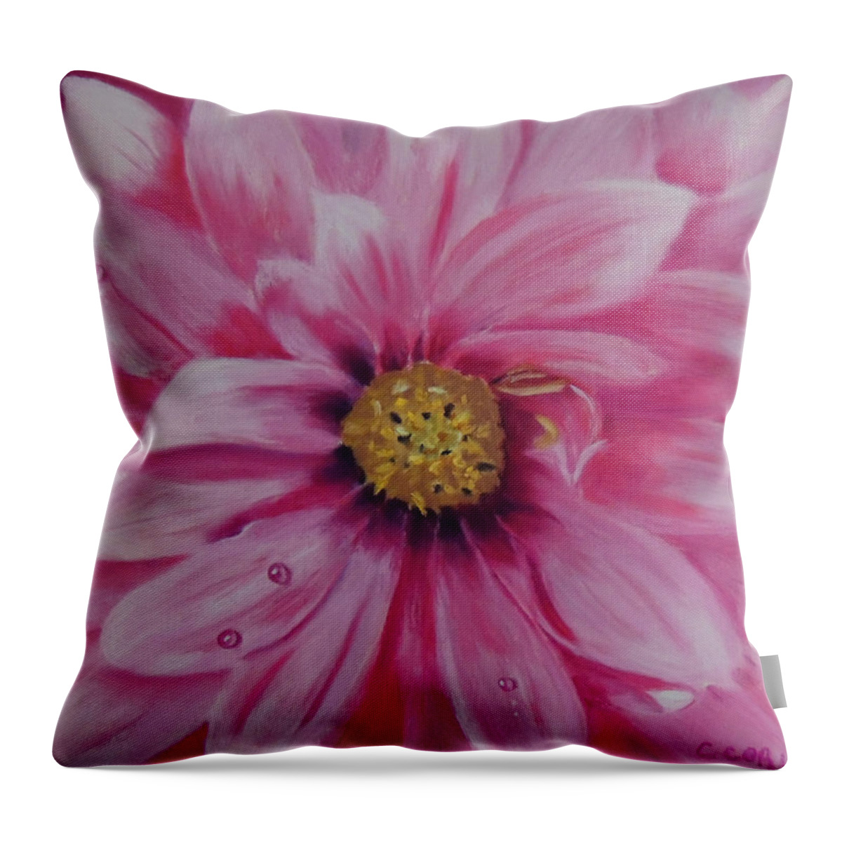 Garden Throw Pillow featuring the pastel Pink Dahlia I by Carol Corliss