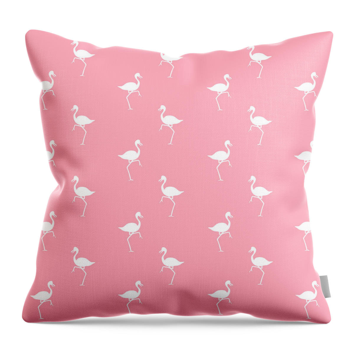Flamingo Throw Pillow featuring the mixed media Pink Flamingos Pattern by Christina Rollo