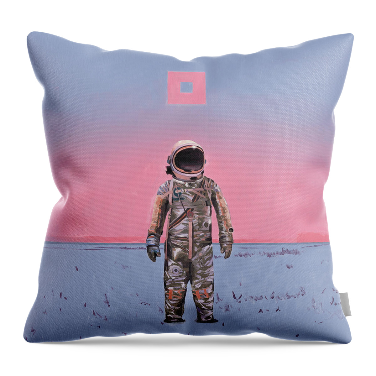 Space Throw Pillow featuring the painting Pink Square by Scott Listfield