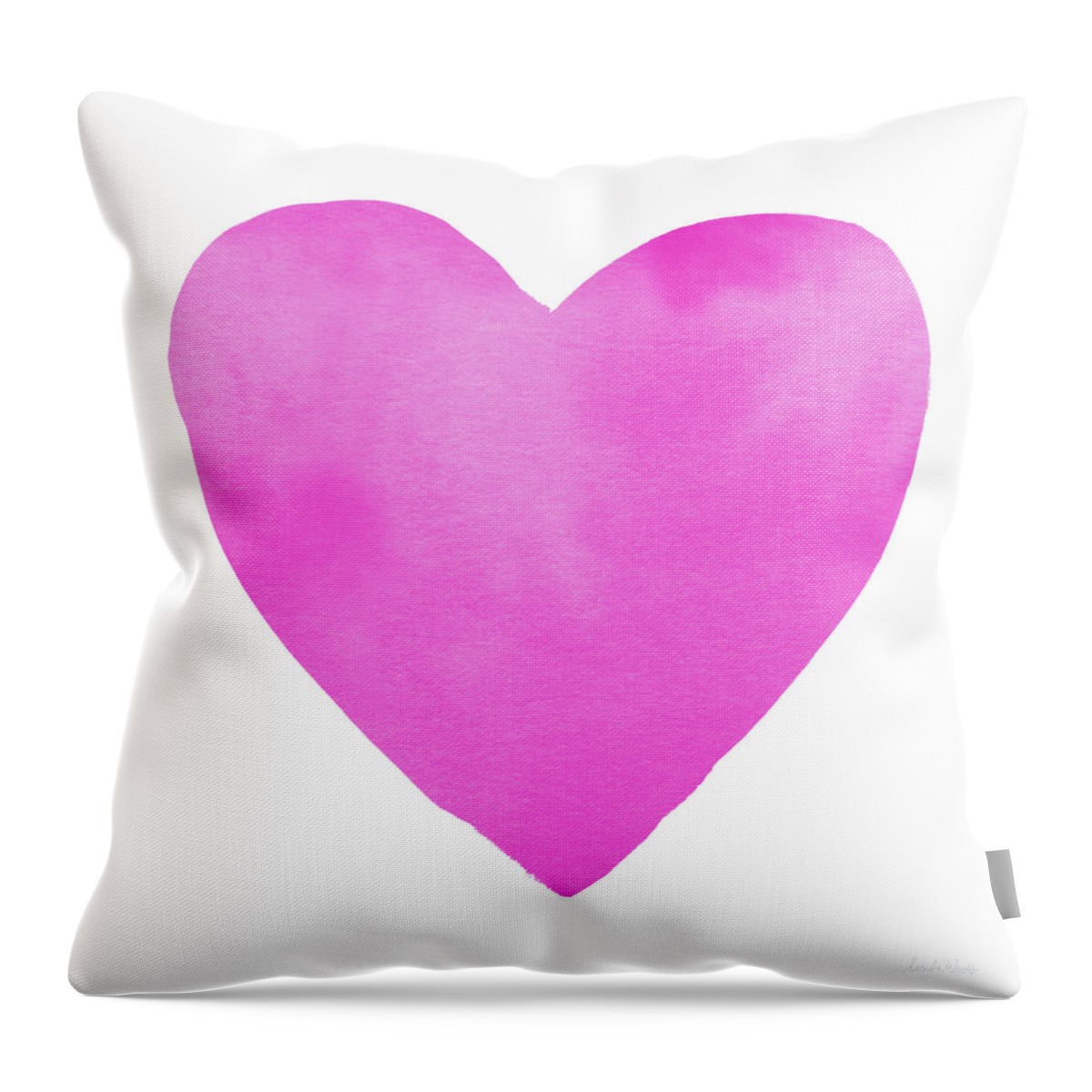 Heart Throw Pillow featuring the mixed media Pink Watercolor Heart- Art by Linda Woods by Linda Woods