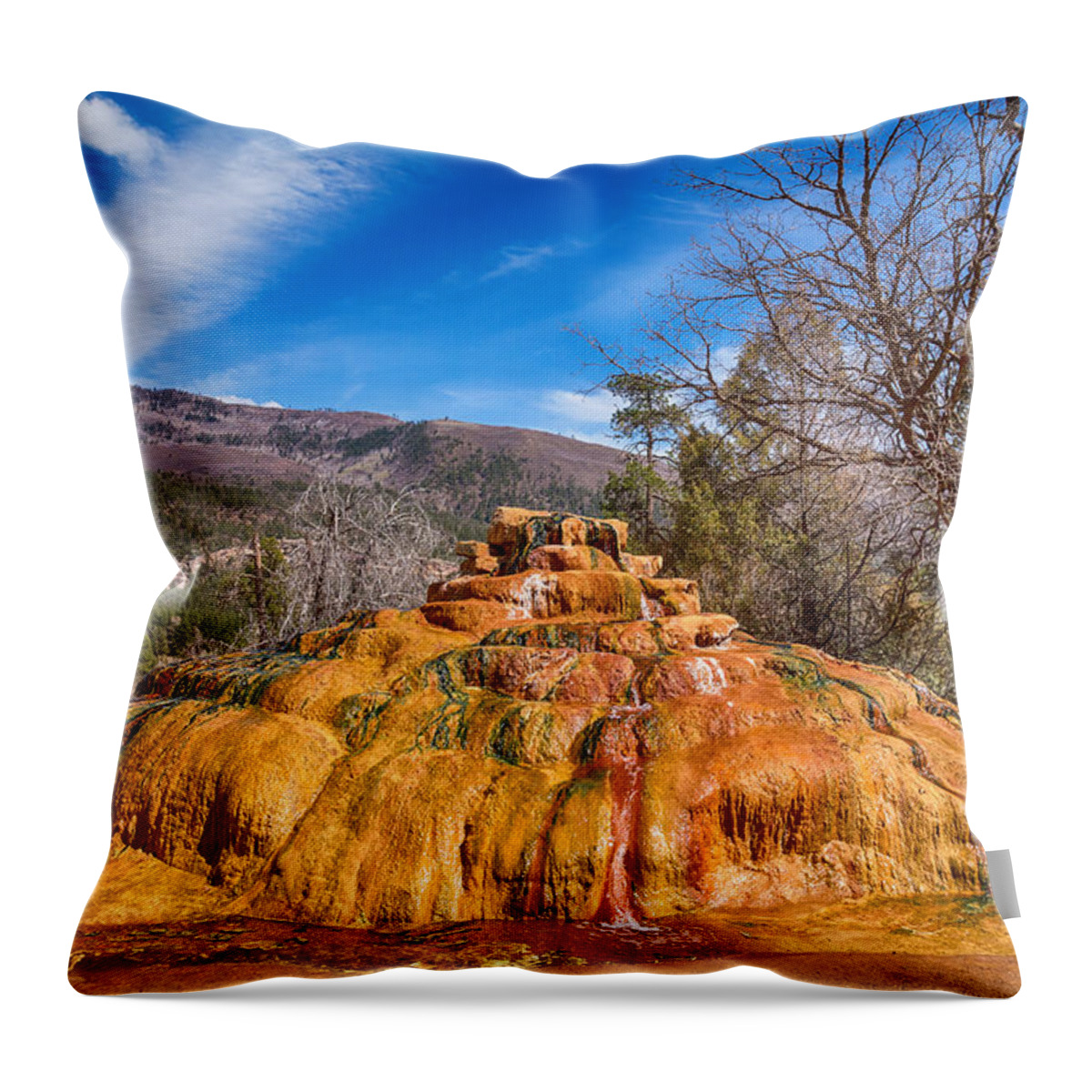 Pinkerton Hot Spring Throw Pillow featuring the photograph Pinkerton Hot Spring Formation by James BO Insogna