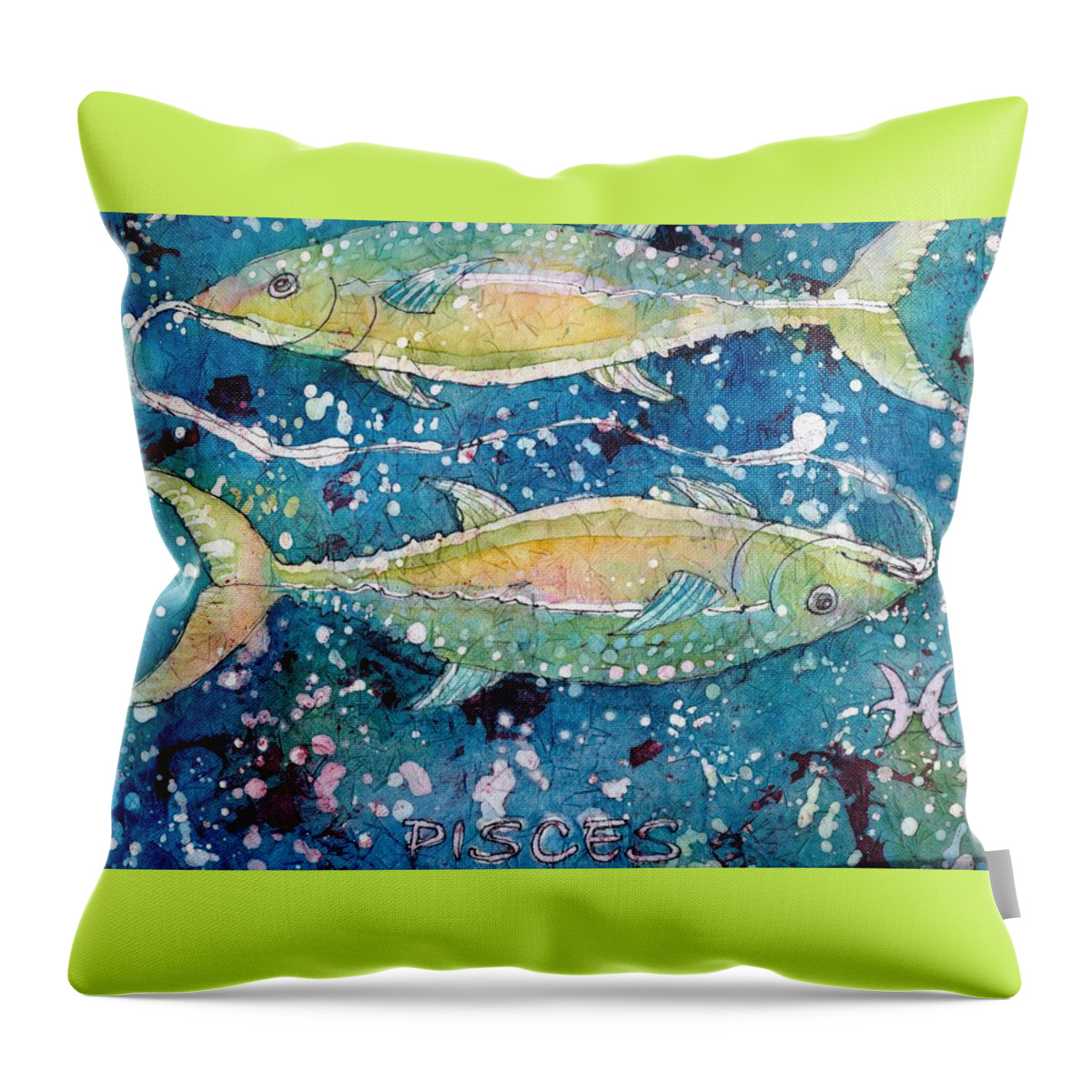 Zodiac Throw Pillow featuring the painting Pisces by Ruth Kamenev