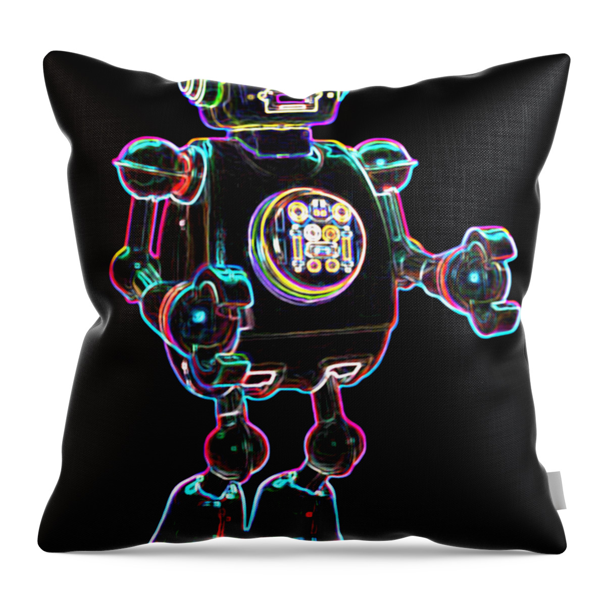 Robot Throw Pillow featuring the digital art Planet Robot by DB Artist