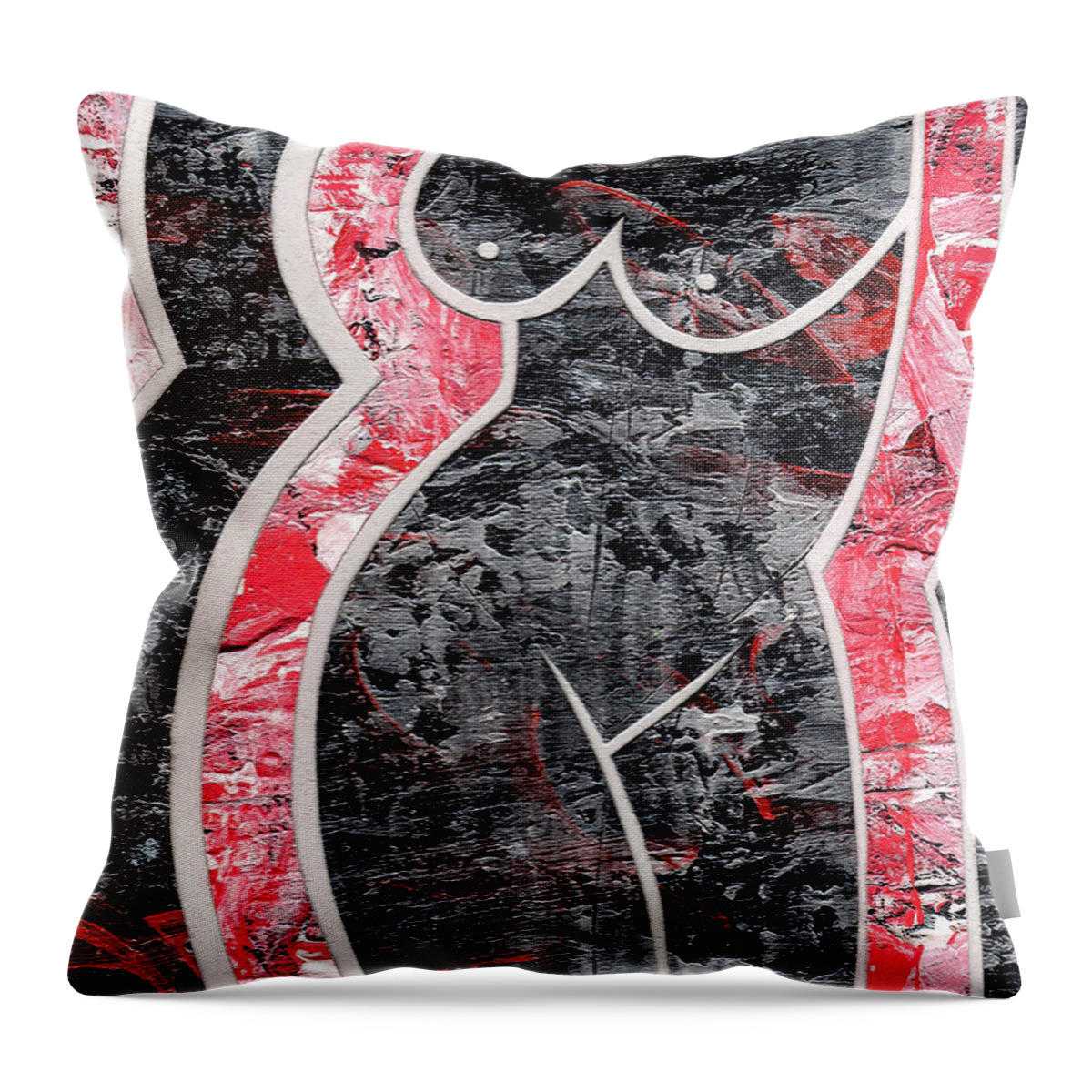 Nude Throw Pillow featuring the painting Playful by Roseanne Jones