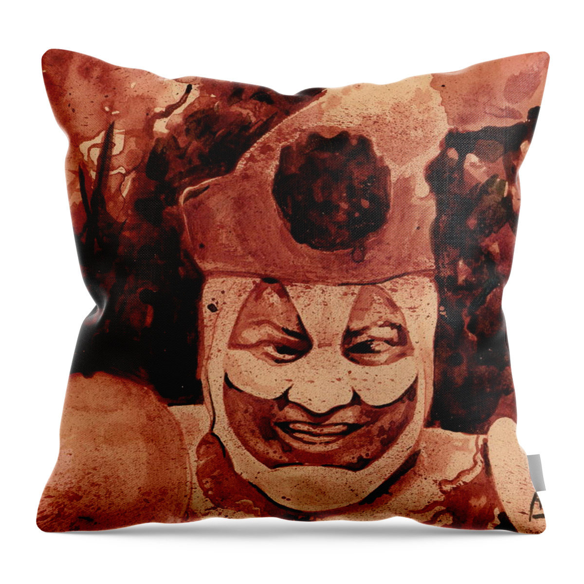 John Wayne Gacy Throw Pillow featuring the painting Pogo Painted In Human Blood by Ryan Almighty