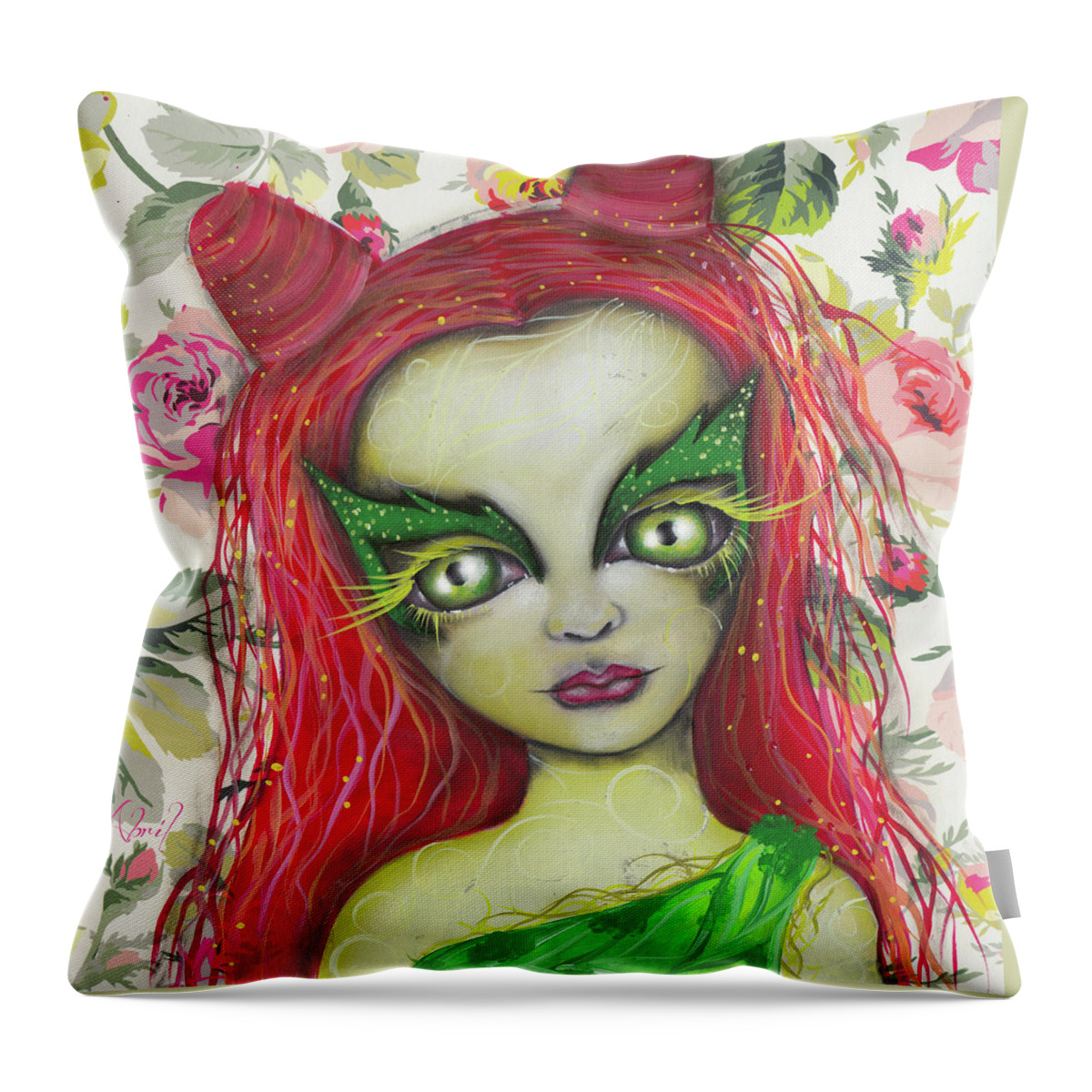 Poison Ivy Throw Pillow featuring the painting Poison Ivy by Abril Andrade