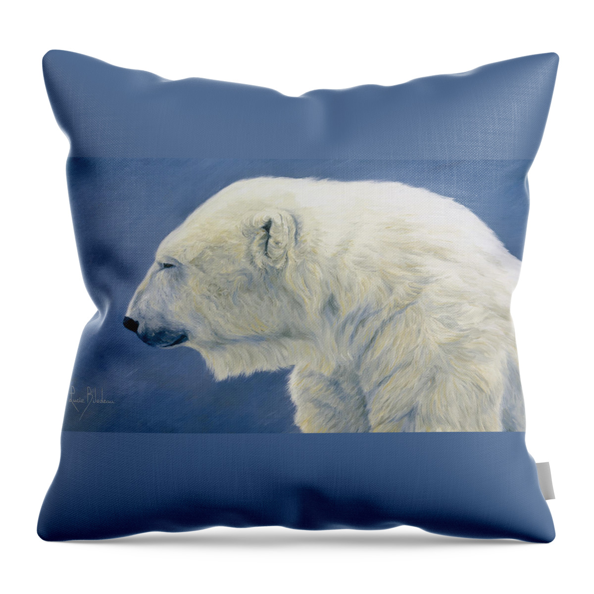 Bear Throw Pillow featuring the painting Polar Bear by Lucie Bilodeau