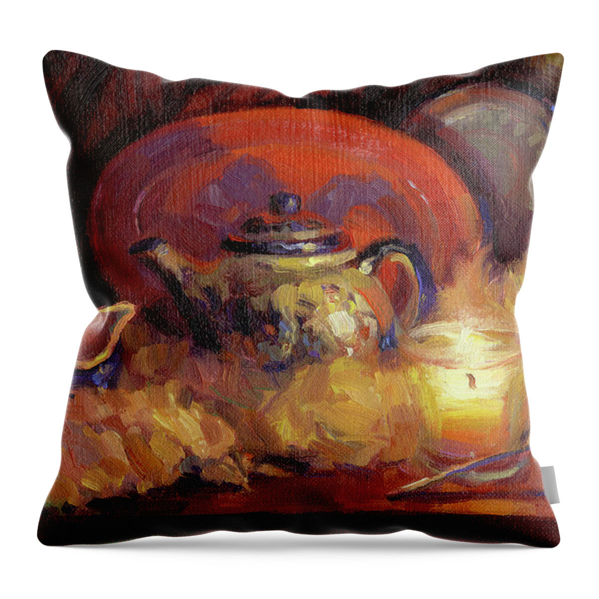 Pottery Throw Pillow featuring the painting Polish Pottery by Steve Henderson