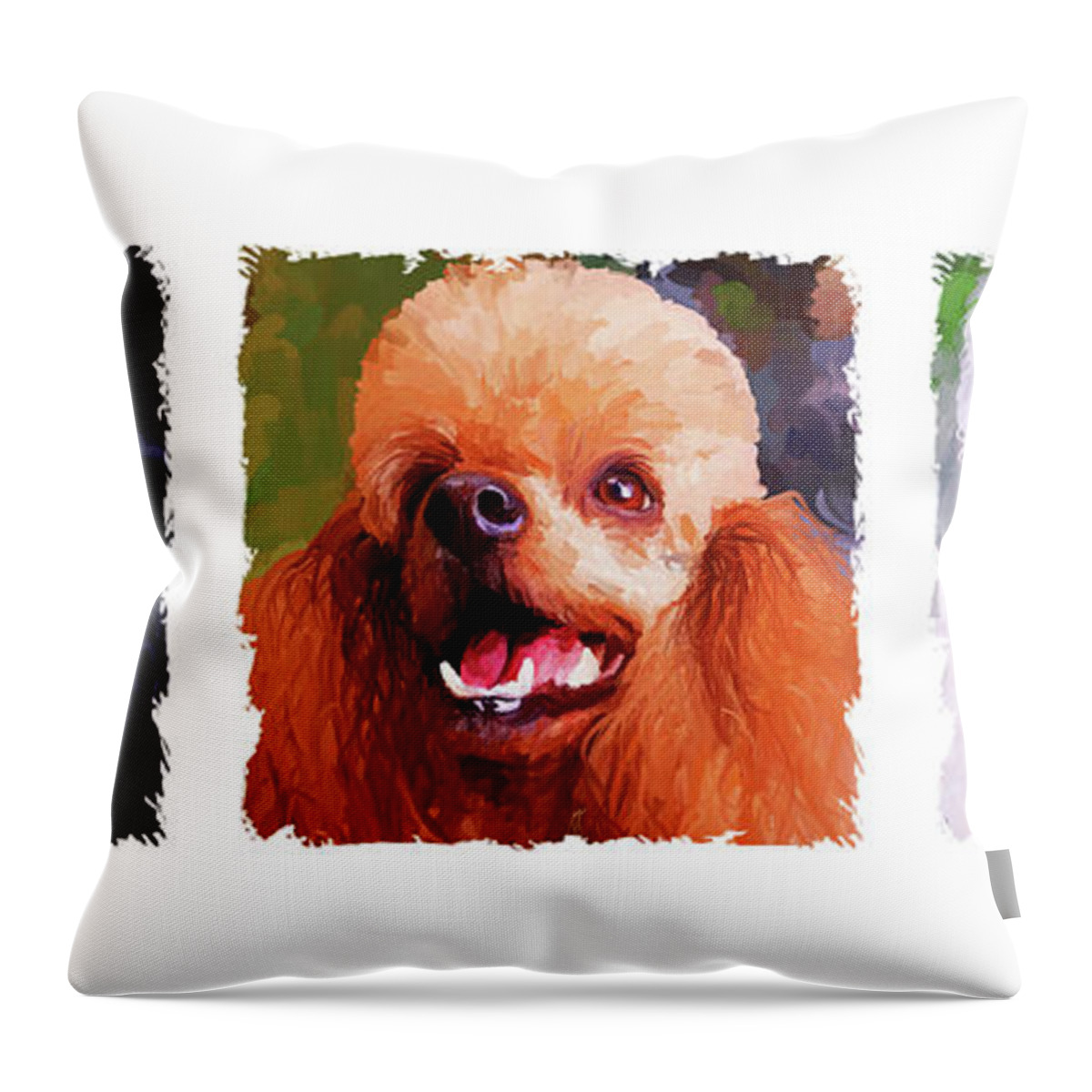 Poodle Throw Pillow featuring the painting Poodle Trio by Jai Johnson