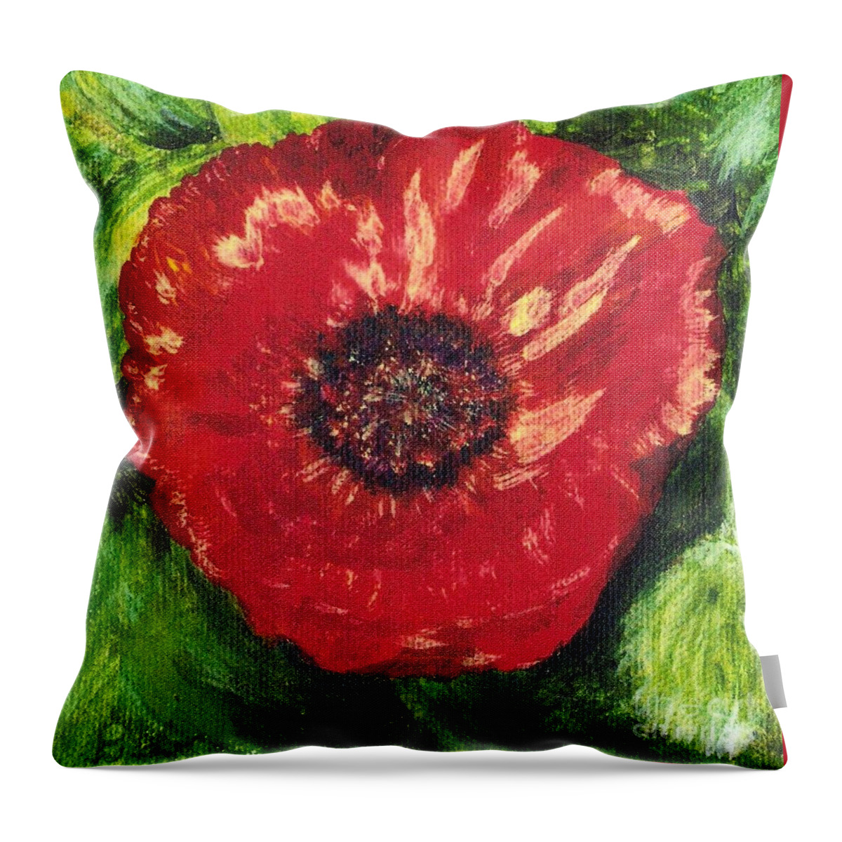 Poppy Throw Pillow featuring the painting Poppy by Deb Stroh-Larson