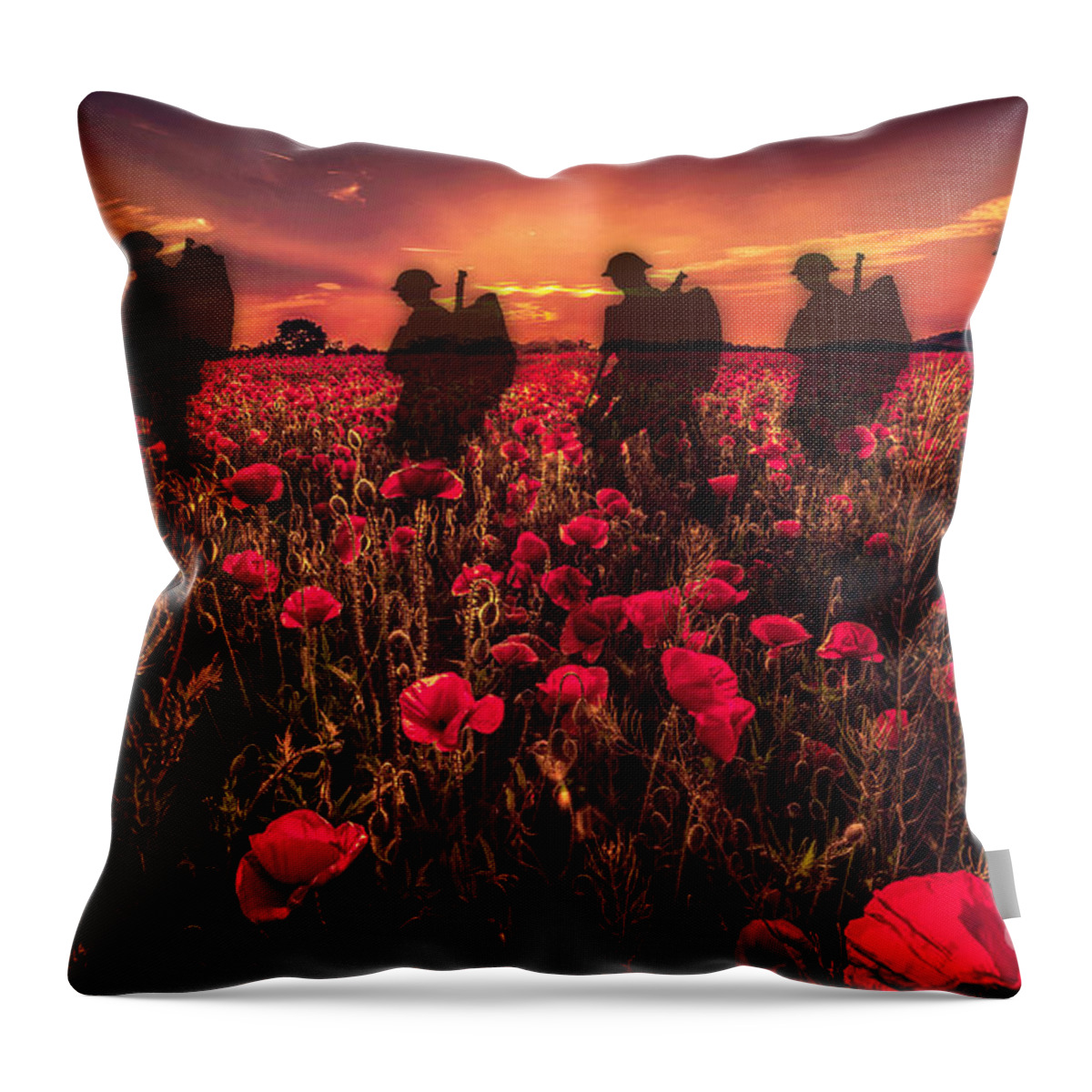 Soldier Throw Pillow featuring the digital art Poppy Walk by Airpower Art