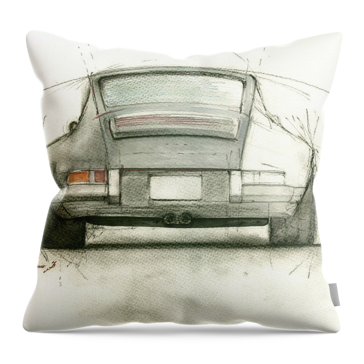 Porsche Art Throw Pillow featuring the painting Porsche 911 rs by Juan Bosco