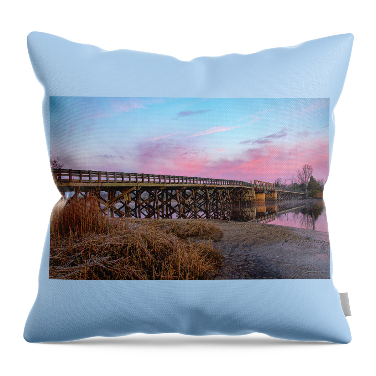 Port Republic Throw Pillow featuring the photograph Port Republic Nacote Creek Bridge by Kristia Adams