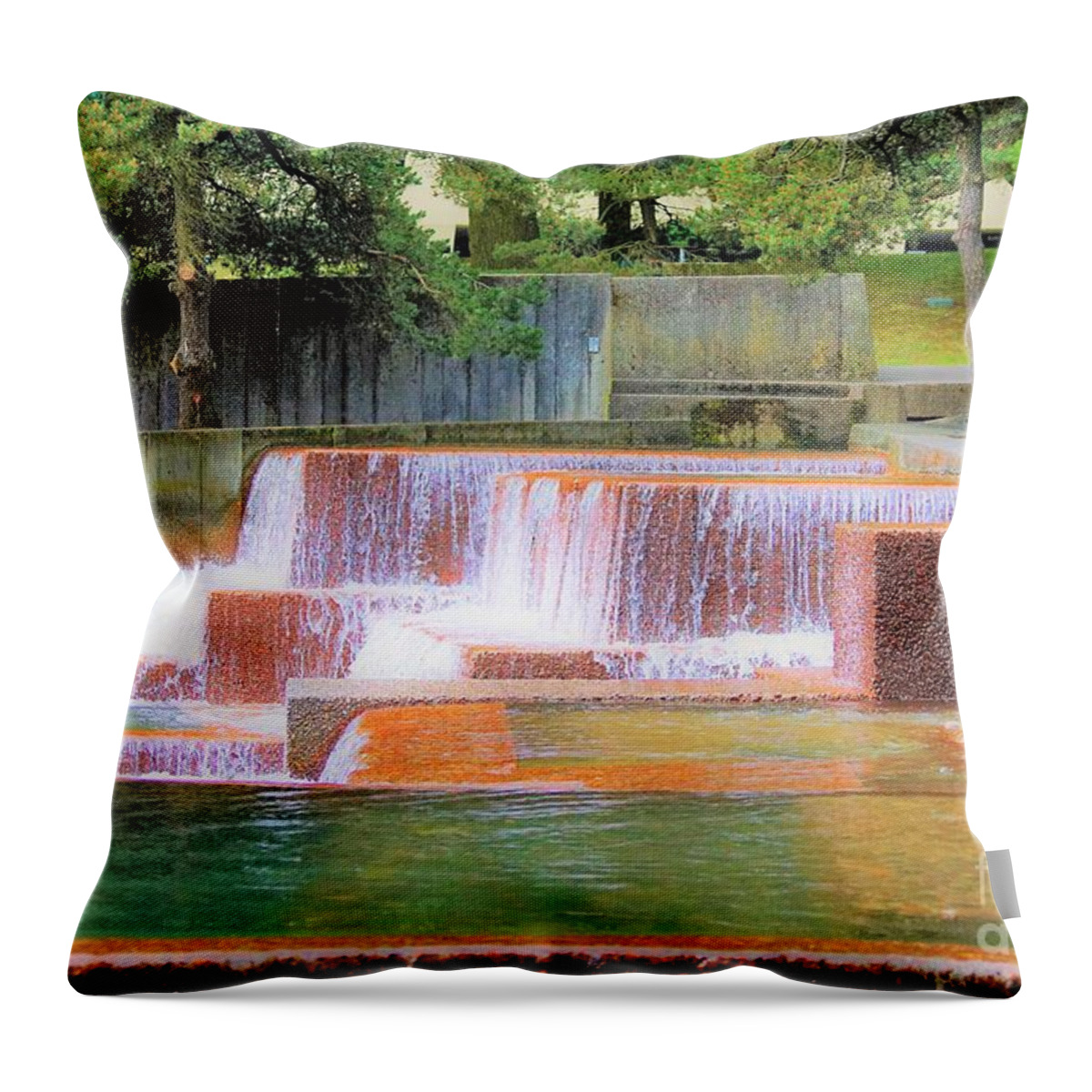 Portland Oregon Throw Pillow featuring the photograph Portland Waterfall by Merle Grenz