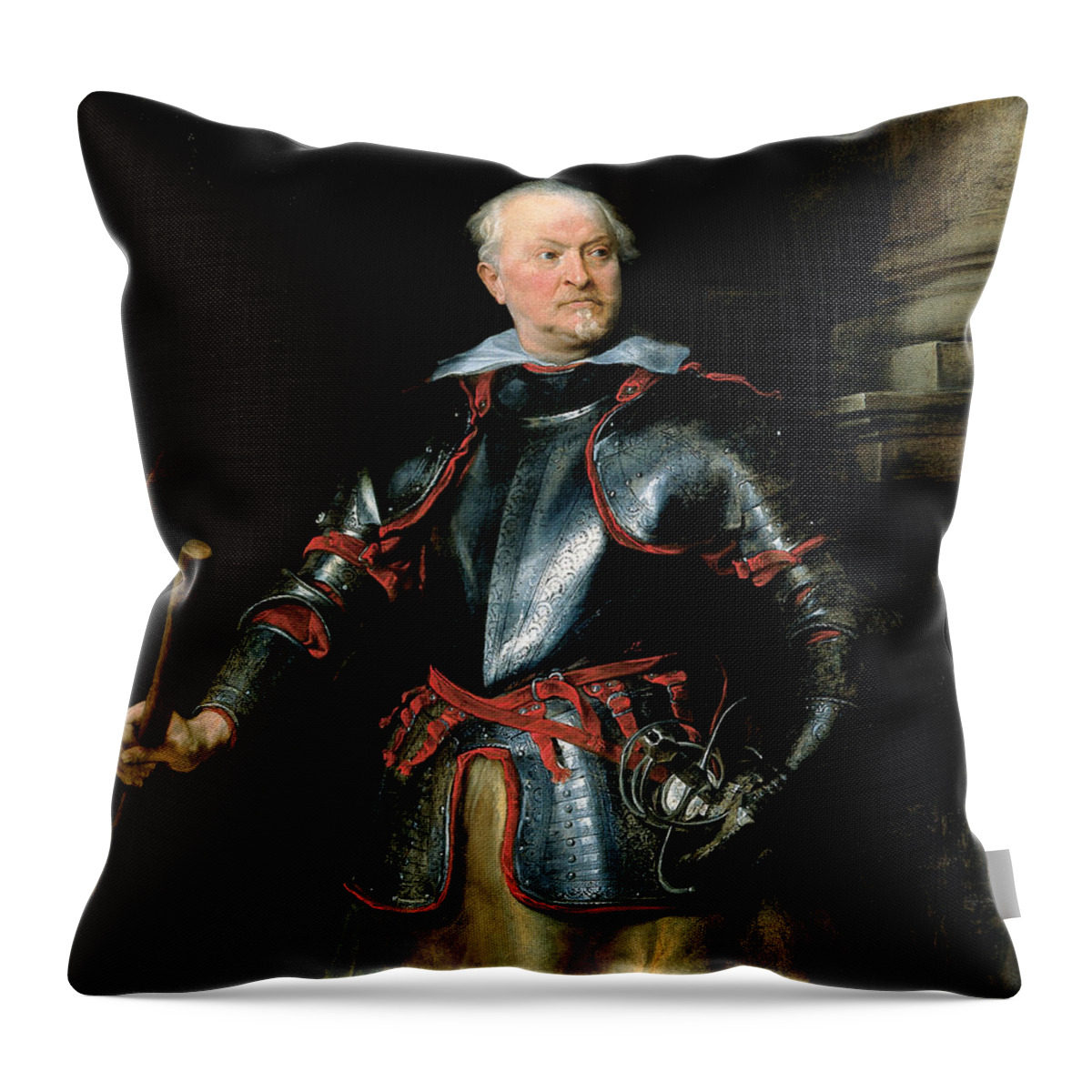 Anthony Van Dyck Throw Pillow featuring the painting Portrait of a Man in Armor by Anthony van Dyck