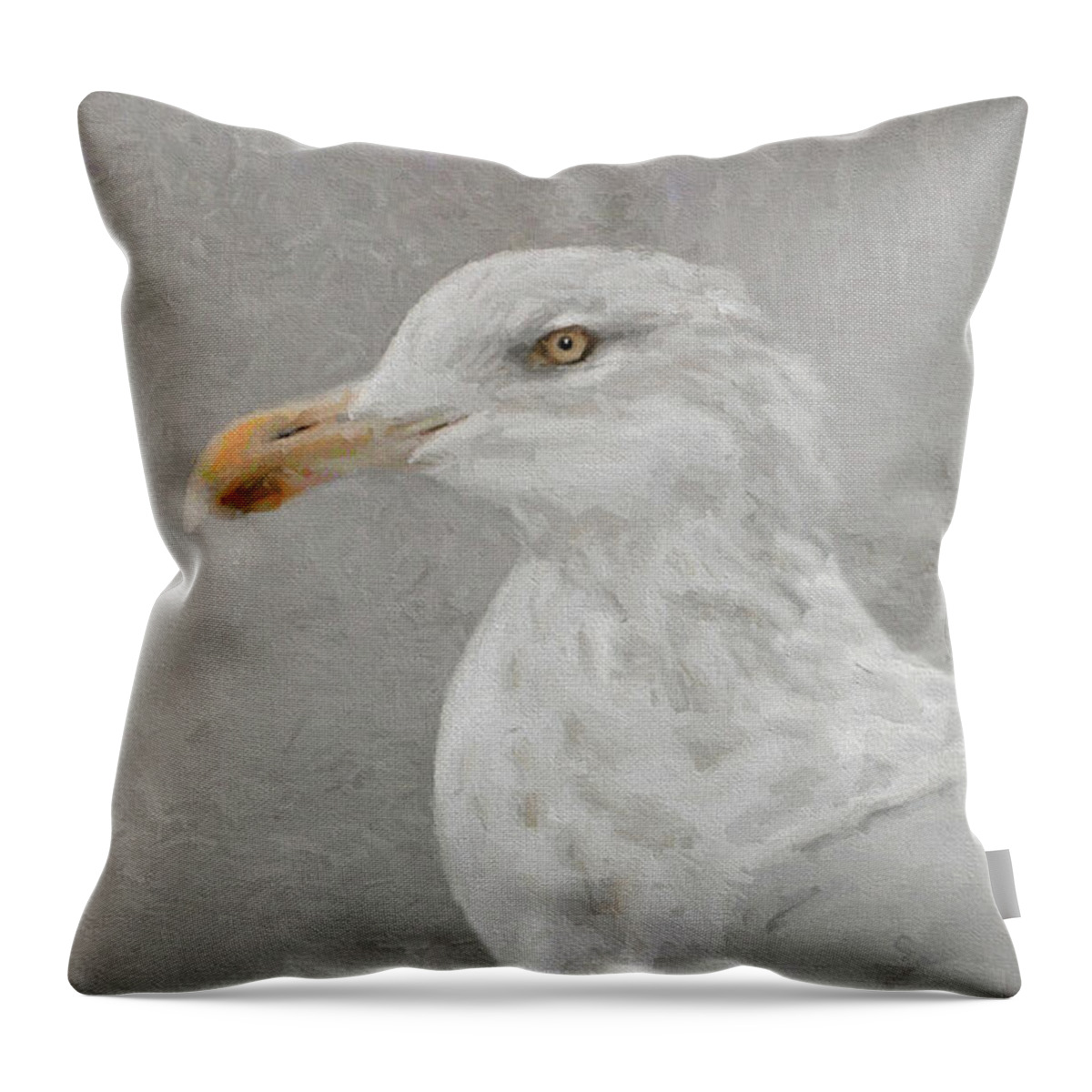 Bird Throw Pillow featuring the photograph Portrait of a Gull by Karen Lynch