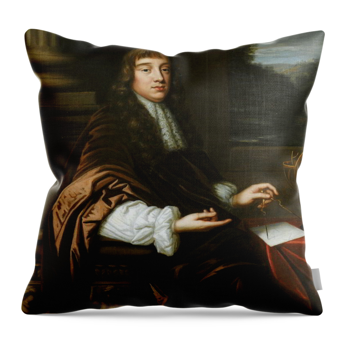 Portrait Of A Mathematician Throw Pillow featuring the painting Portrait of a Mathematician by Mary Beale
