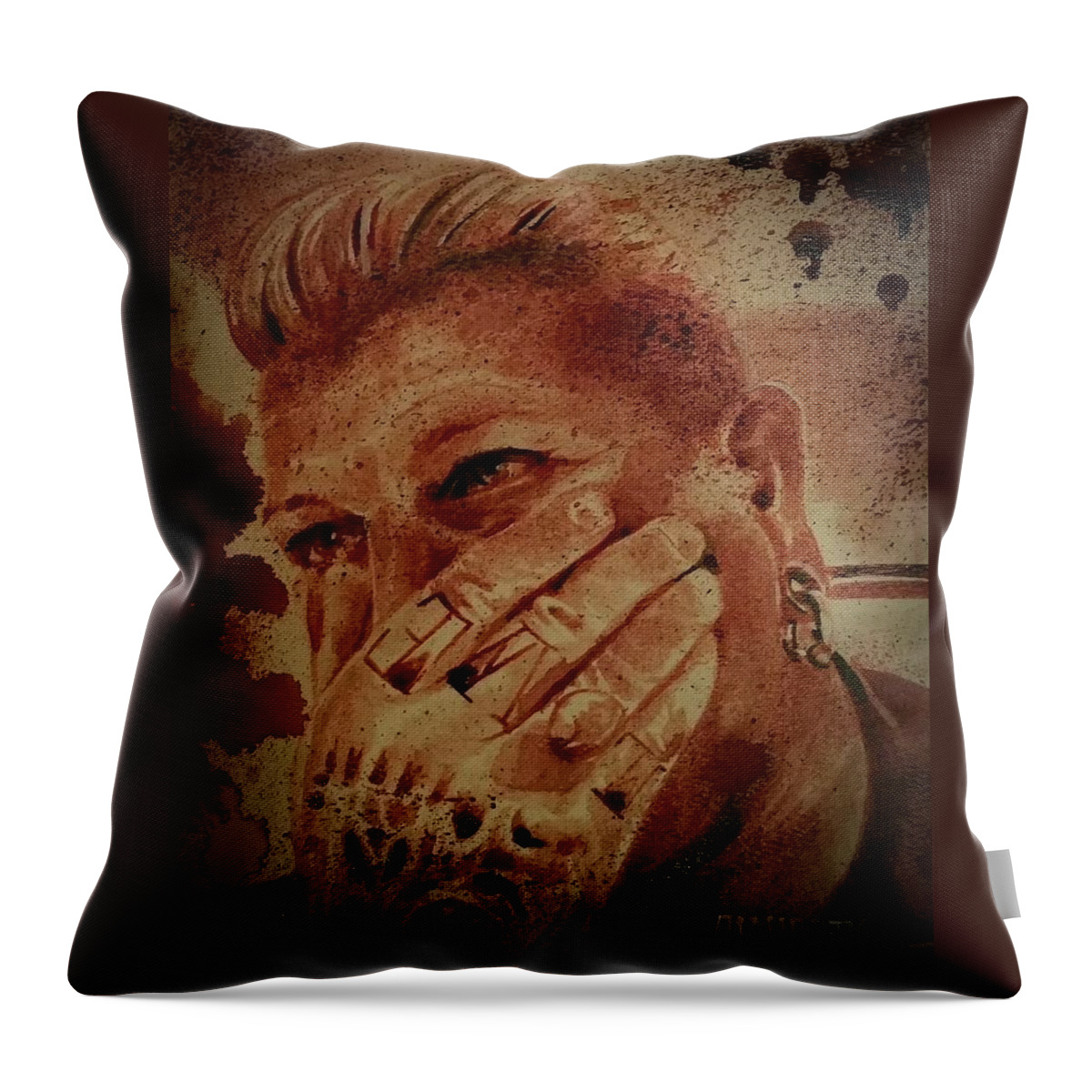 Chris Kross Throw Pillow featuring the painting Portrait of Chris Kross by Ryan Almighty