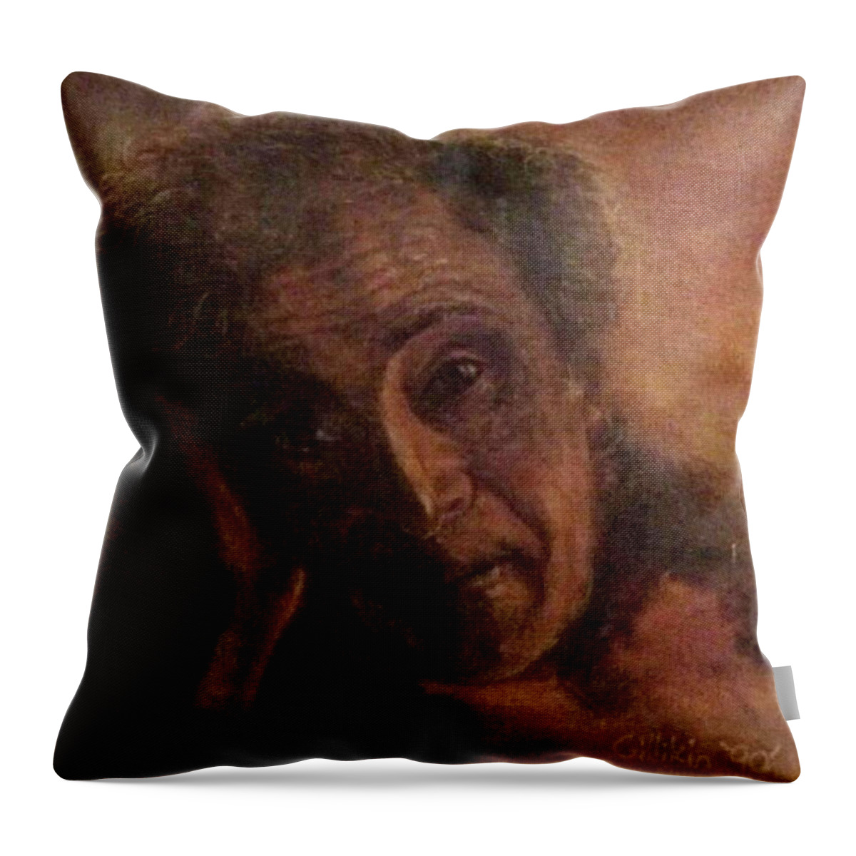 Marc Chagalle Throw Pillow featuring the painting Portrait Of Marc Chagalle by Ryan Almighty