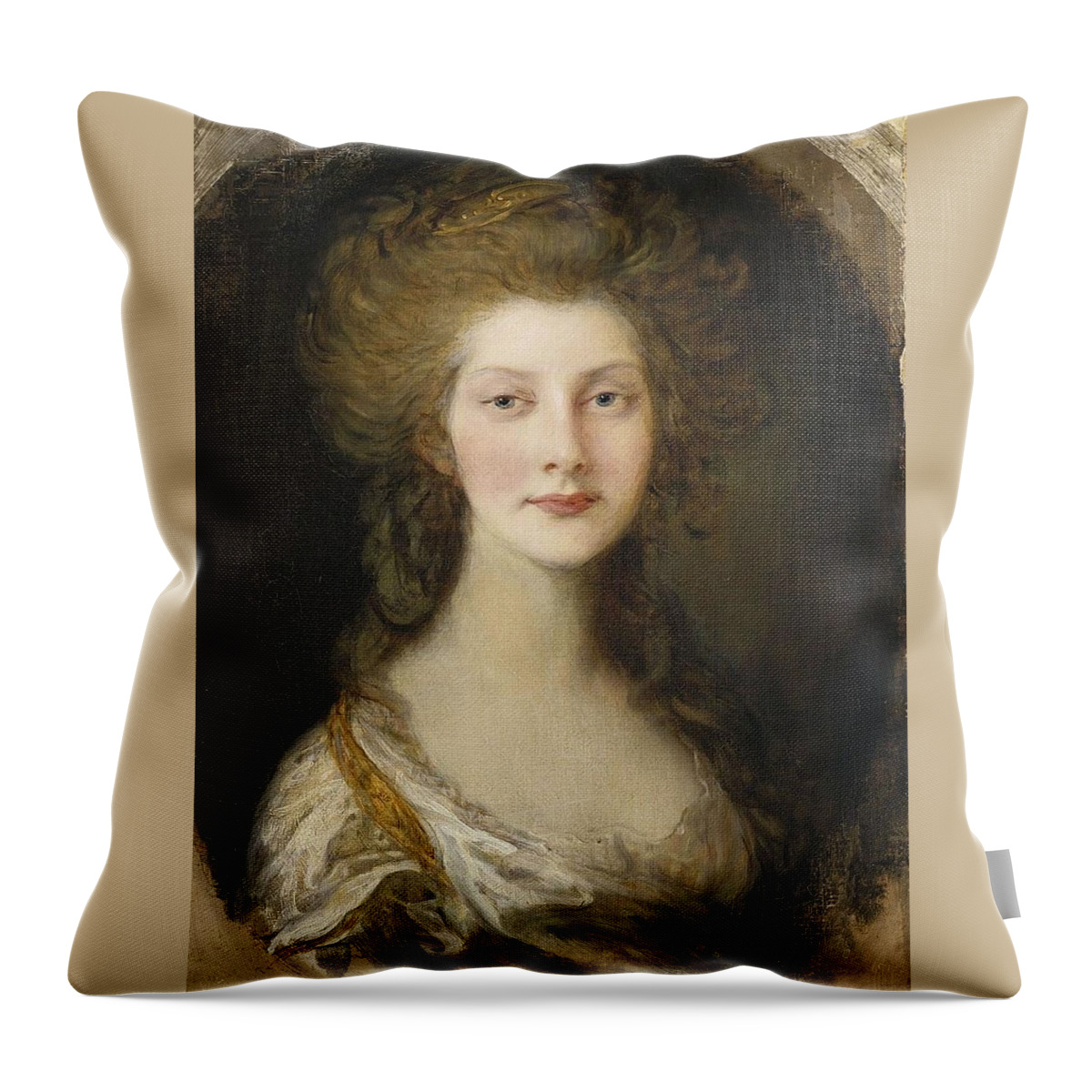 Thomas Gainsborough(1727-1788) Portrait Of Princess Augusta Throw Pillow featuring the painting Portrait of Princess Augusta by MotionAge Designs